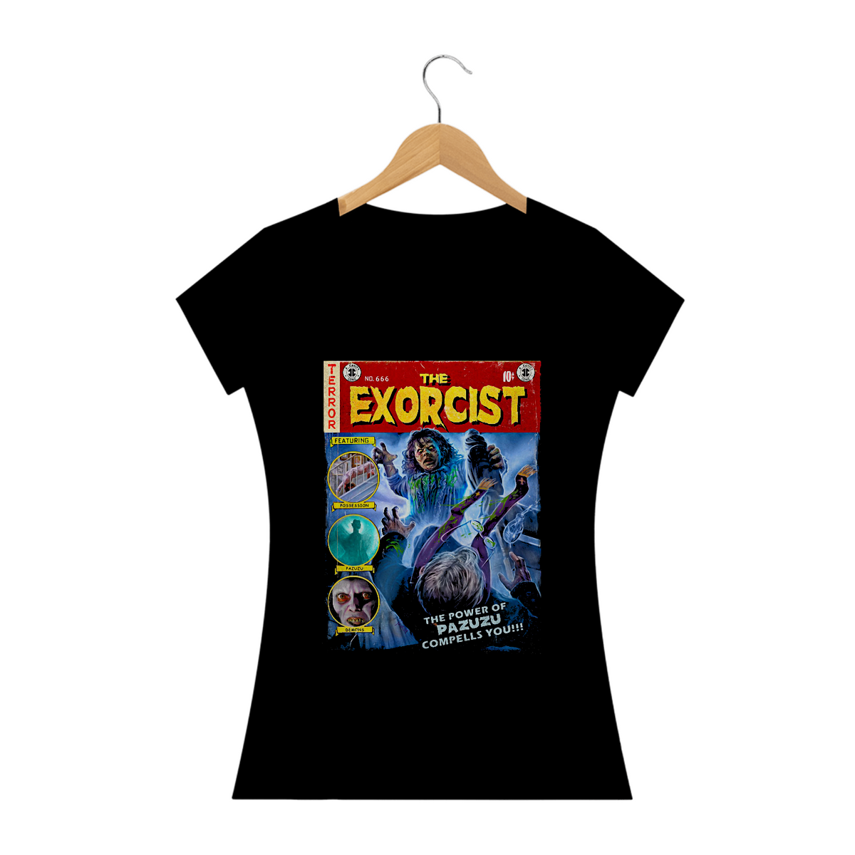 Nome do produto: Camiseta Feminina Capa O Exorcista Estampa Filme Terror