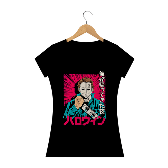 Camiseta Feminina Halloween Michael Myers Mangá Estampa Japonesa ANIME GEEK