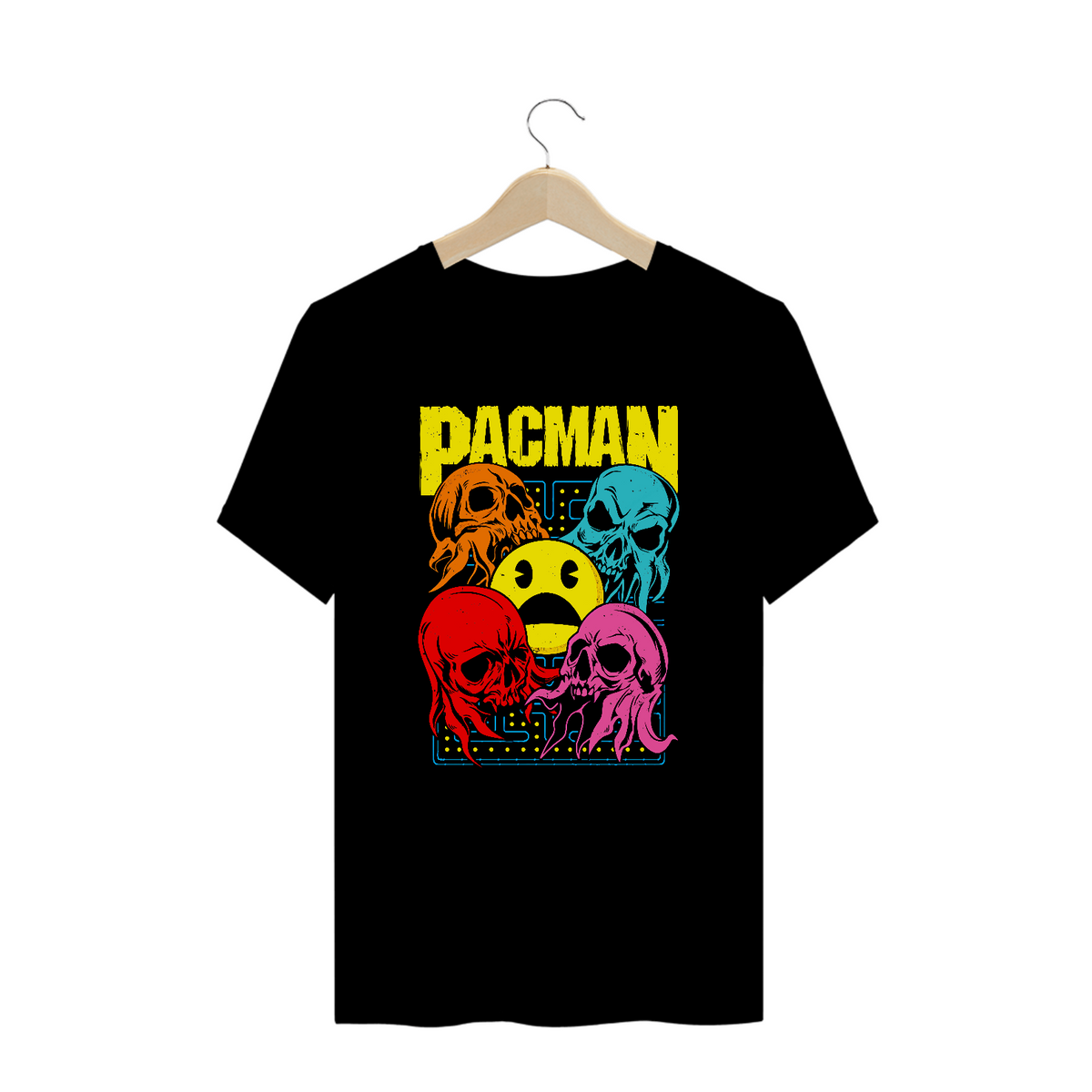 Nome do produto: Camiseta Plus Size PACMAN Estampa GAME GEEK ROCK