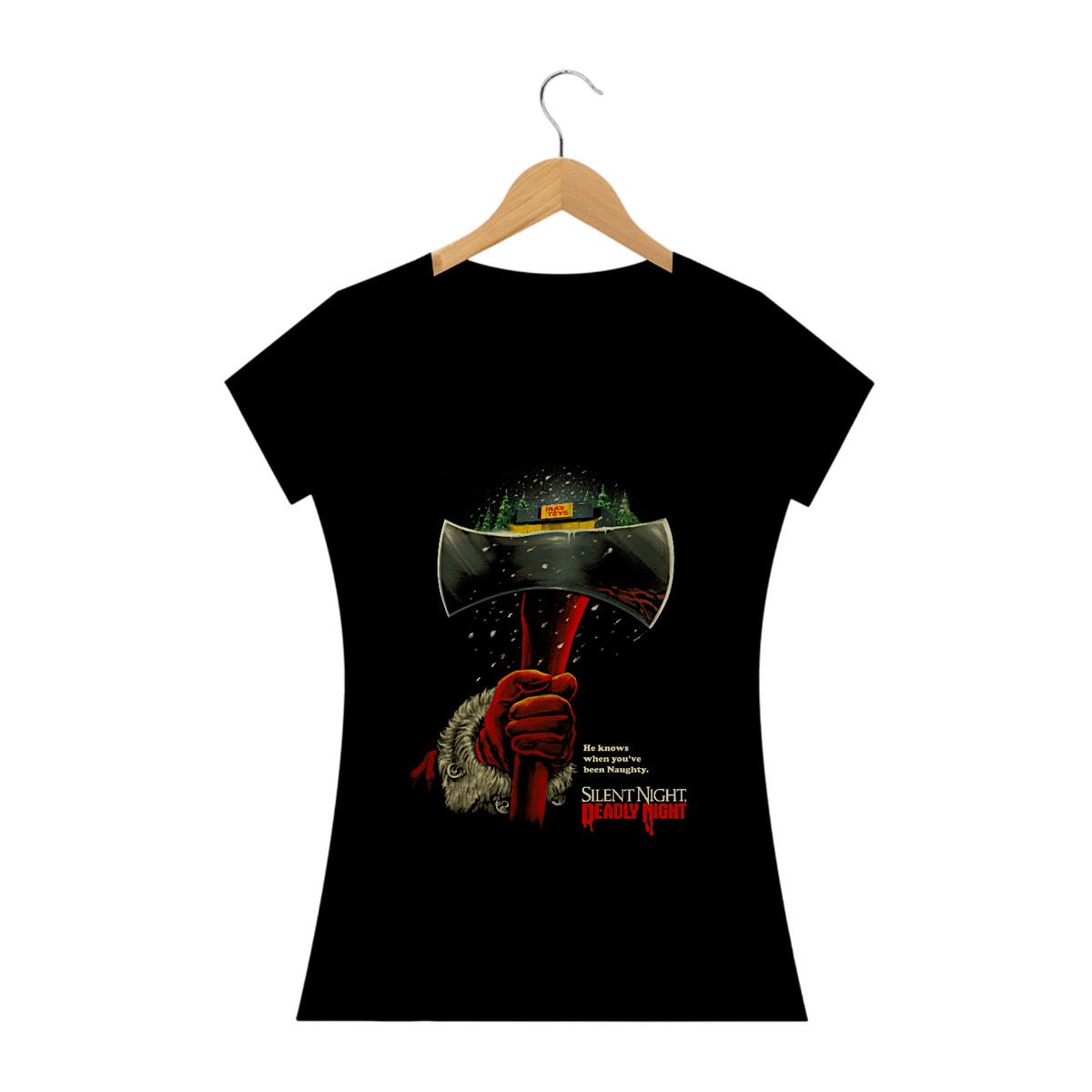 Nome do produto: Camiseta Feminina Natal Sangrento Estampa 2# Filme Terror 