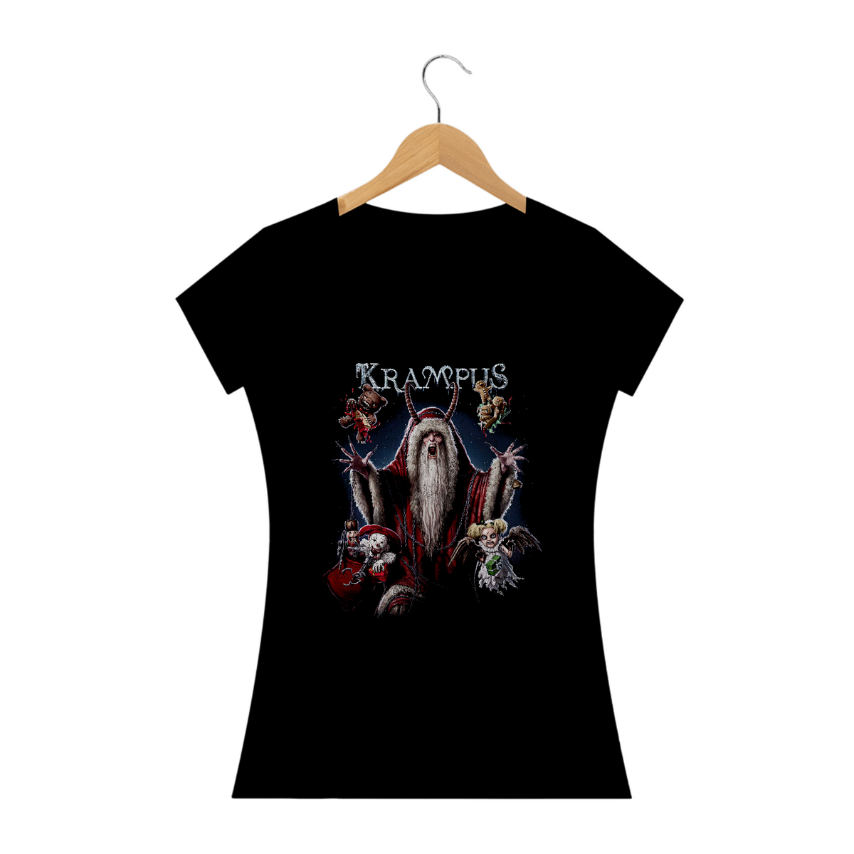 Nome do produto: Camiseta Feminina Krampus Estampa Filme Terror 