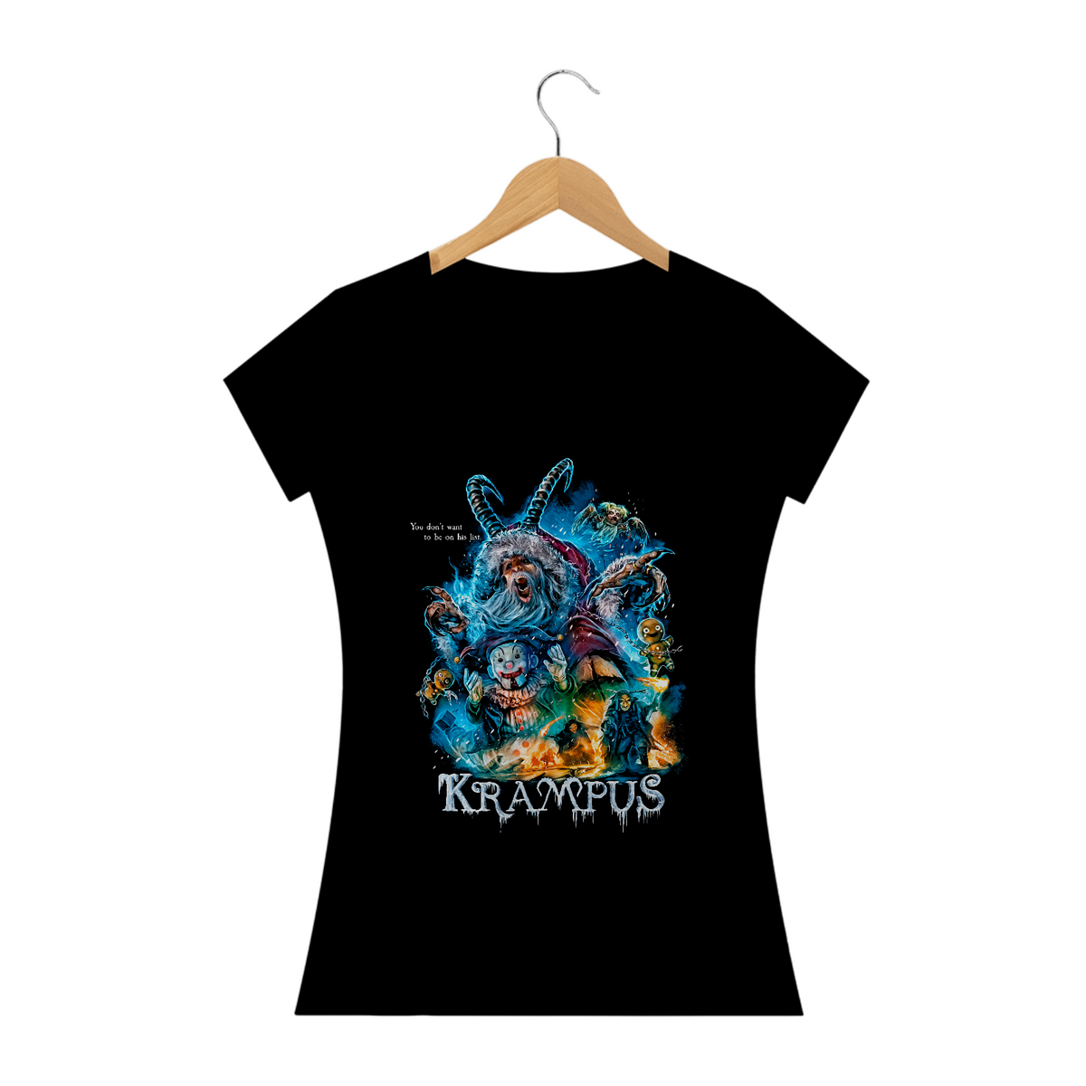 Nome do produto: Camiseta Feminina Krampus Estampa 2# Filme Terror 