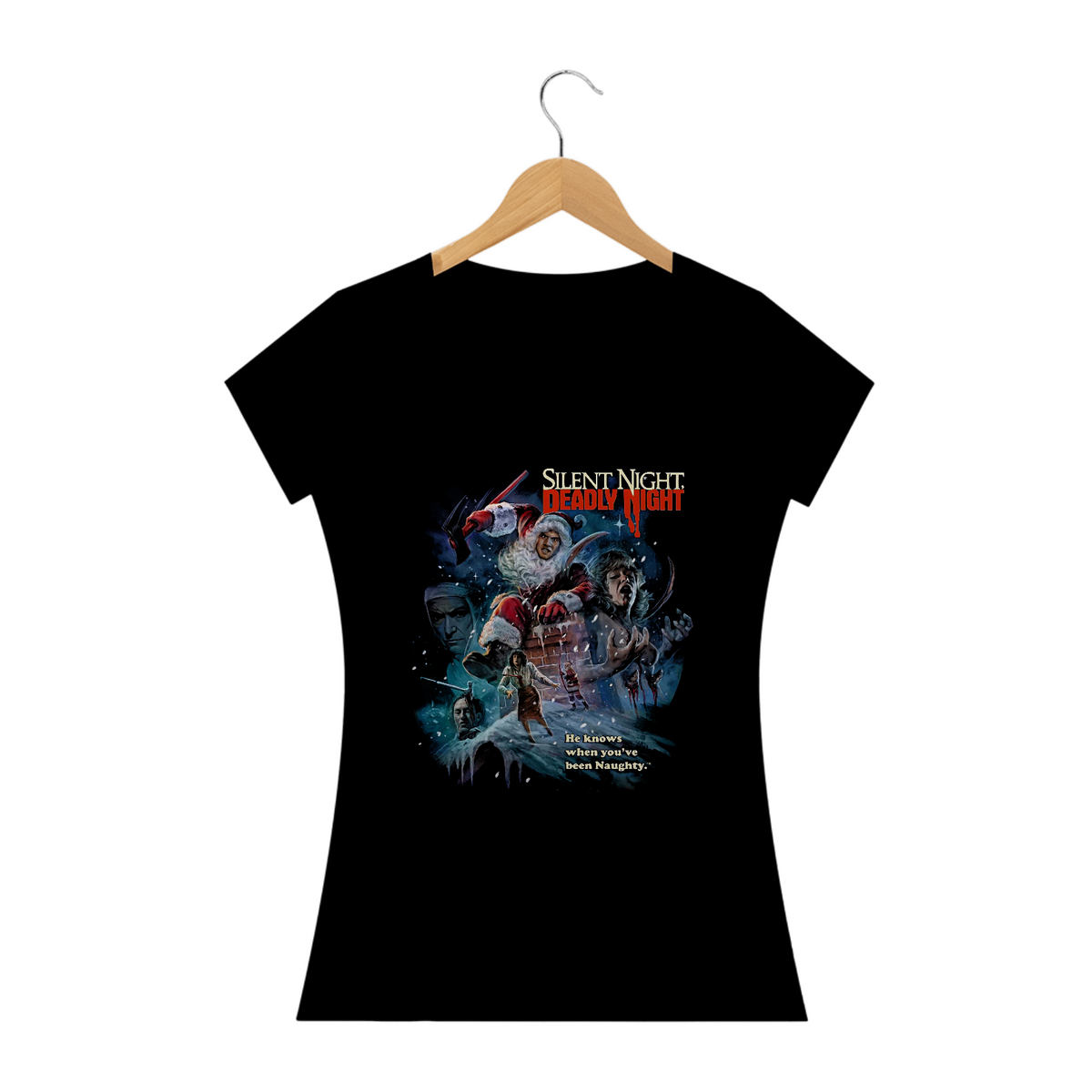 Nome do produto: Camiseta Feminina Natal Sangrento Estampa 4# Filme Terror 