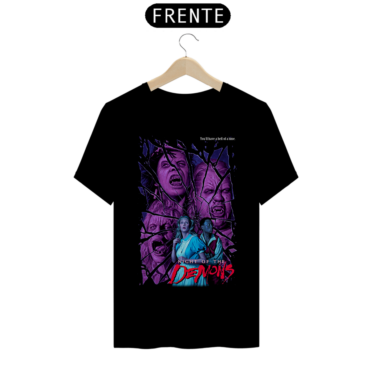 Nome do produto: Camiseta A Noite dos Demônios Estampa Filme Terror 