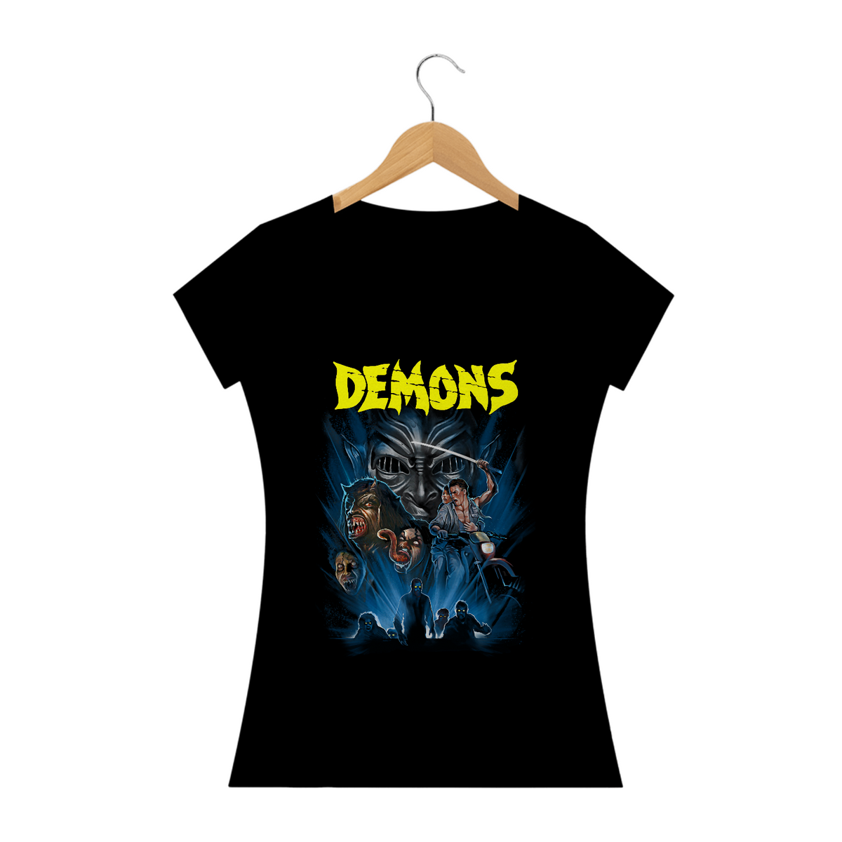 Nome do produto: Camiseta Feminina Demons - Filhos das Trevas Estampa Filme Terror 