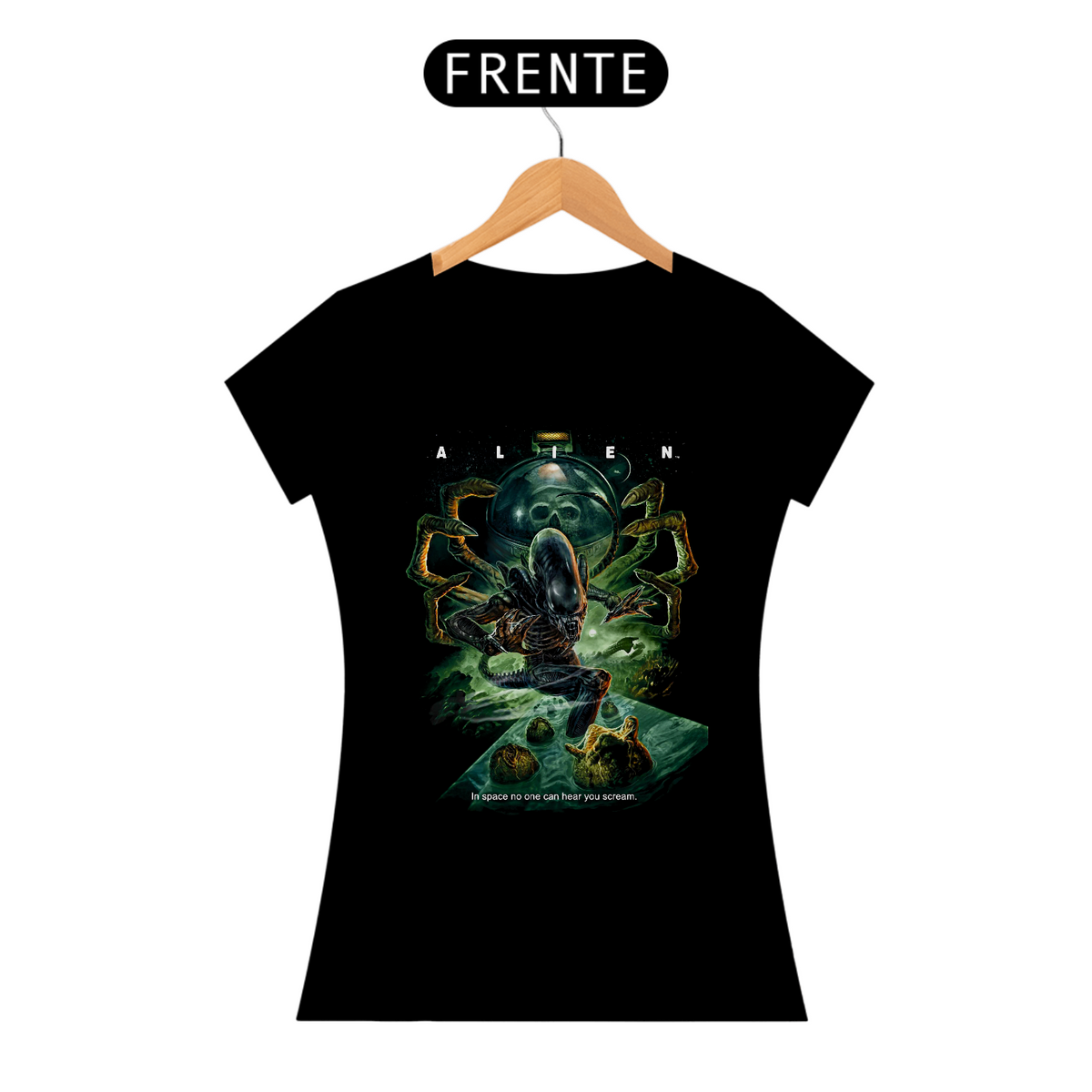 Nome do produto: Camiseta Feminina Alien - Estampa Filme Terror