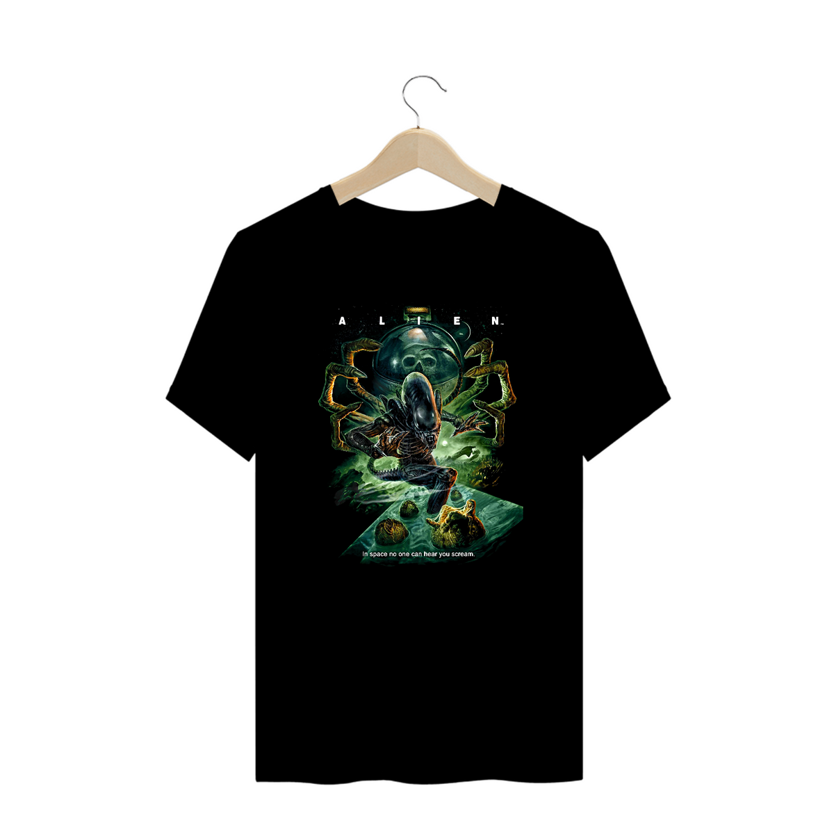 Nome do produto: Camiseta Plus Size Alien - Estampa Filme Terror