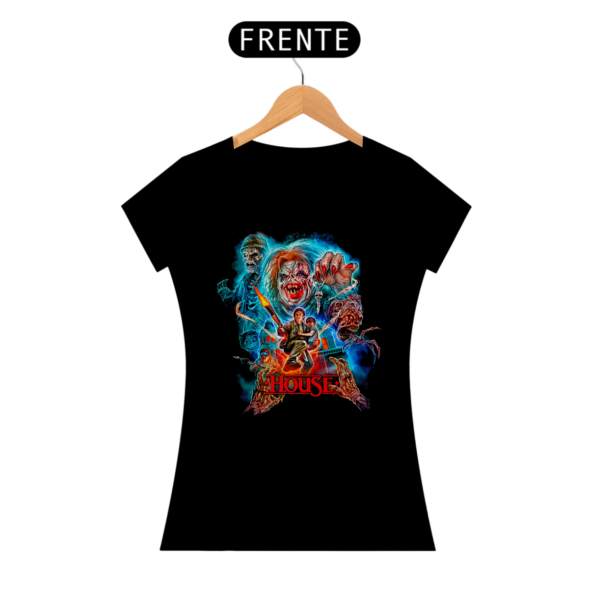 Nome do produto: Camiseta Feminina A Casa do Espanto Estampa Filme Terror