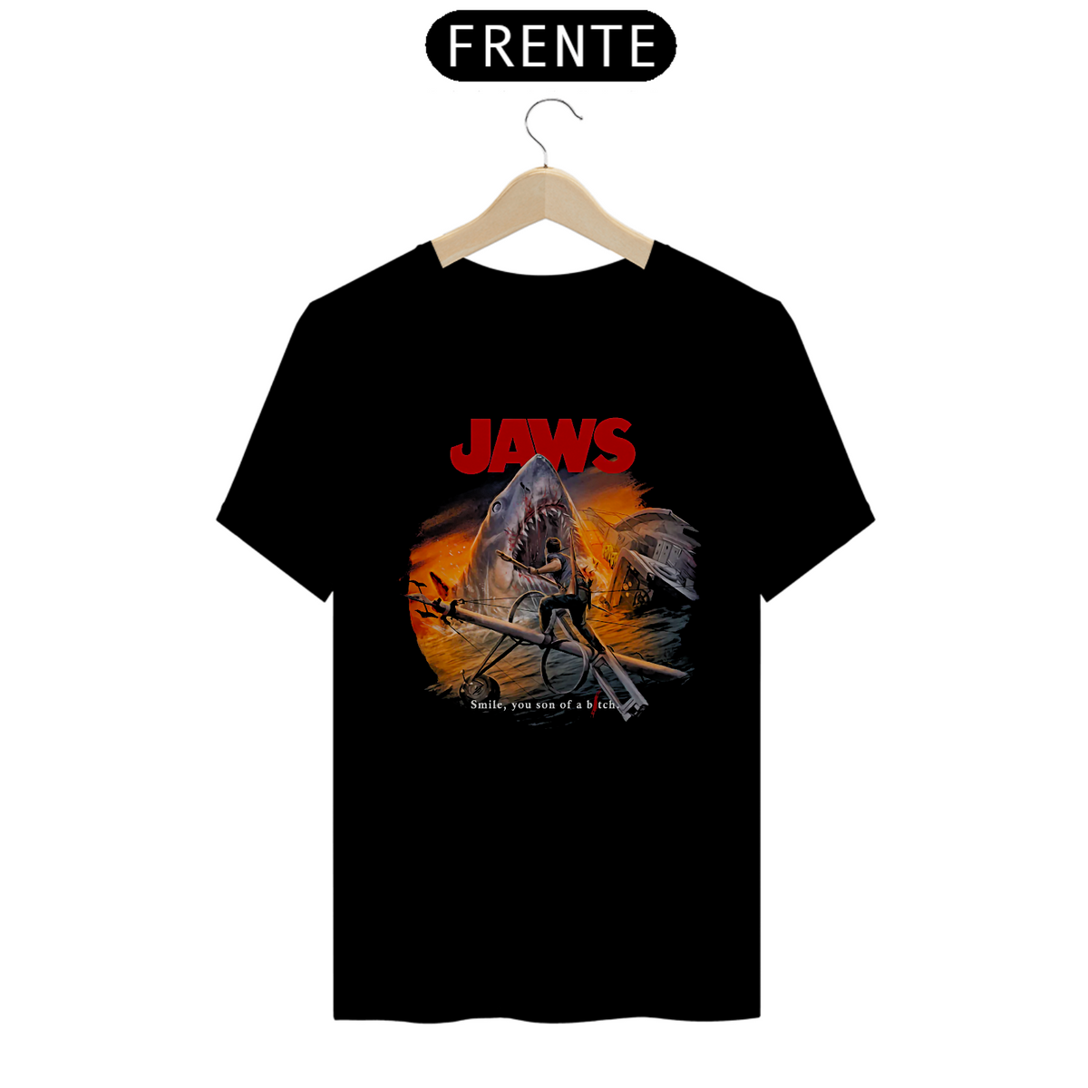 Nome do produto: Camiseta Tubarão Estampa 2# Filme Terror