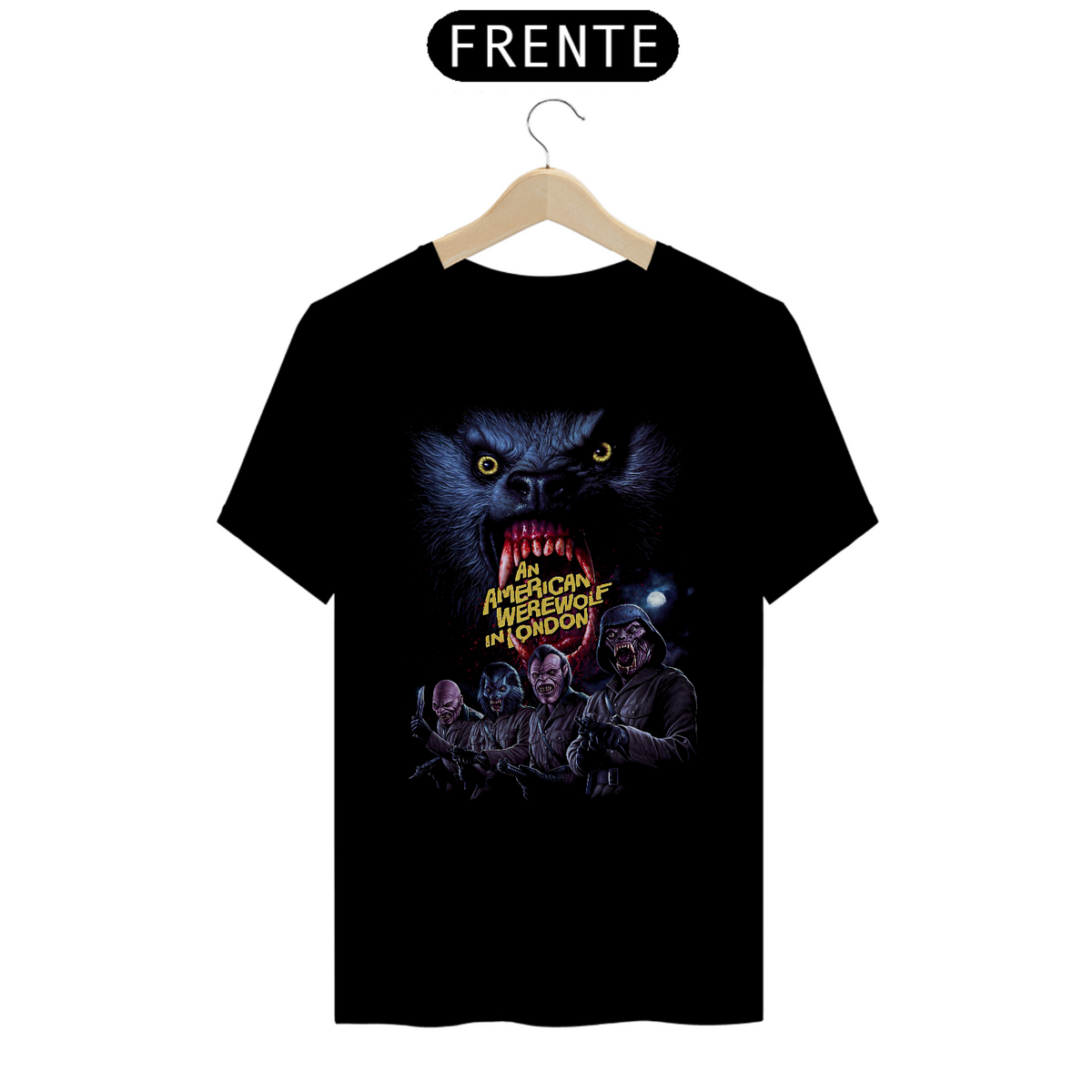 Nome do produto: Camiseta Um Lobisomem Americano em Londres Estampa 2# Filme Terror