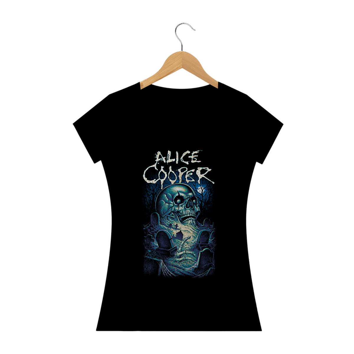 Nome do produto: Camiseta Feminina Alice Cooper Estampa ROCK
