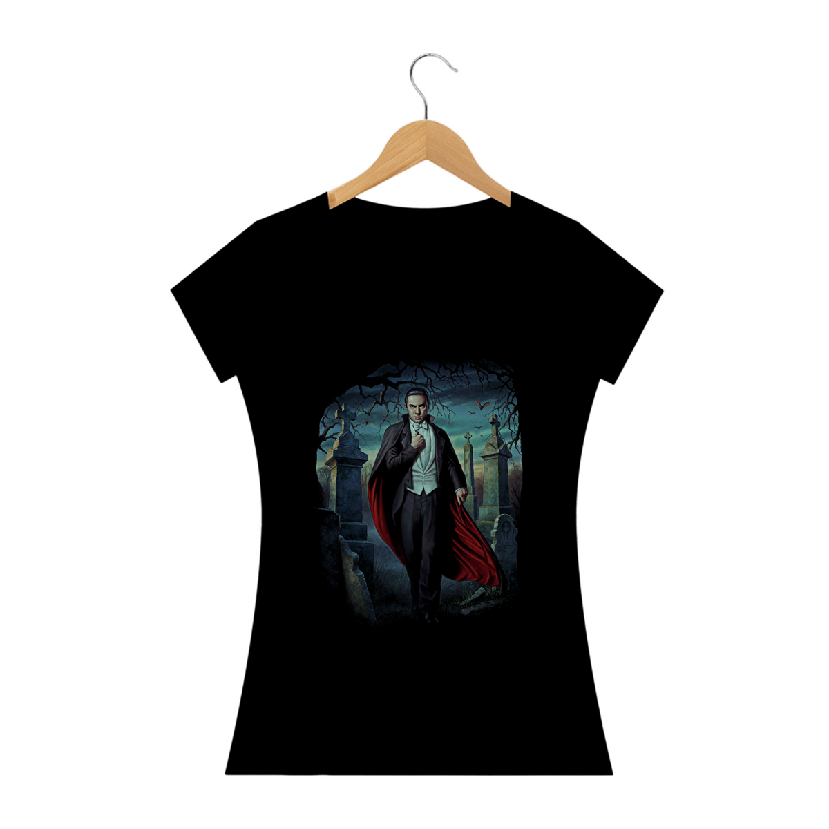 Nome do produto: Camiseta Feminina Dracula Bela Lugosi Estampa Filme Terror