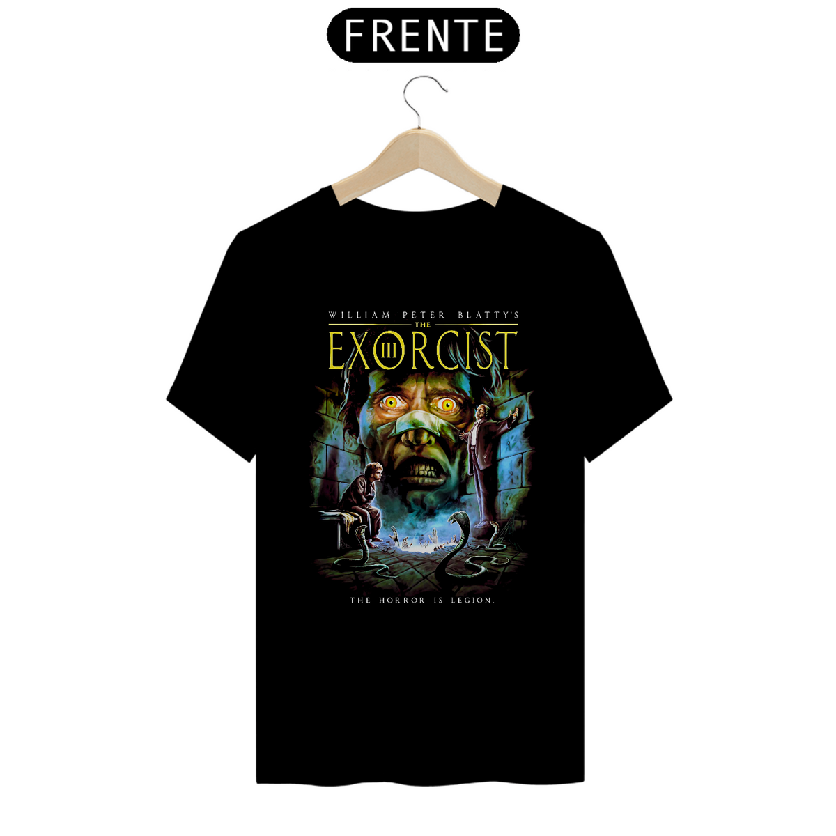 Nome do produto: Camiseta O Exorcista 3 Estampa Filme Terror