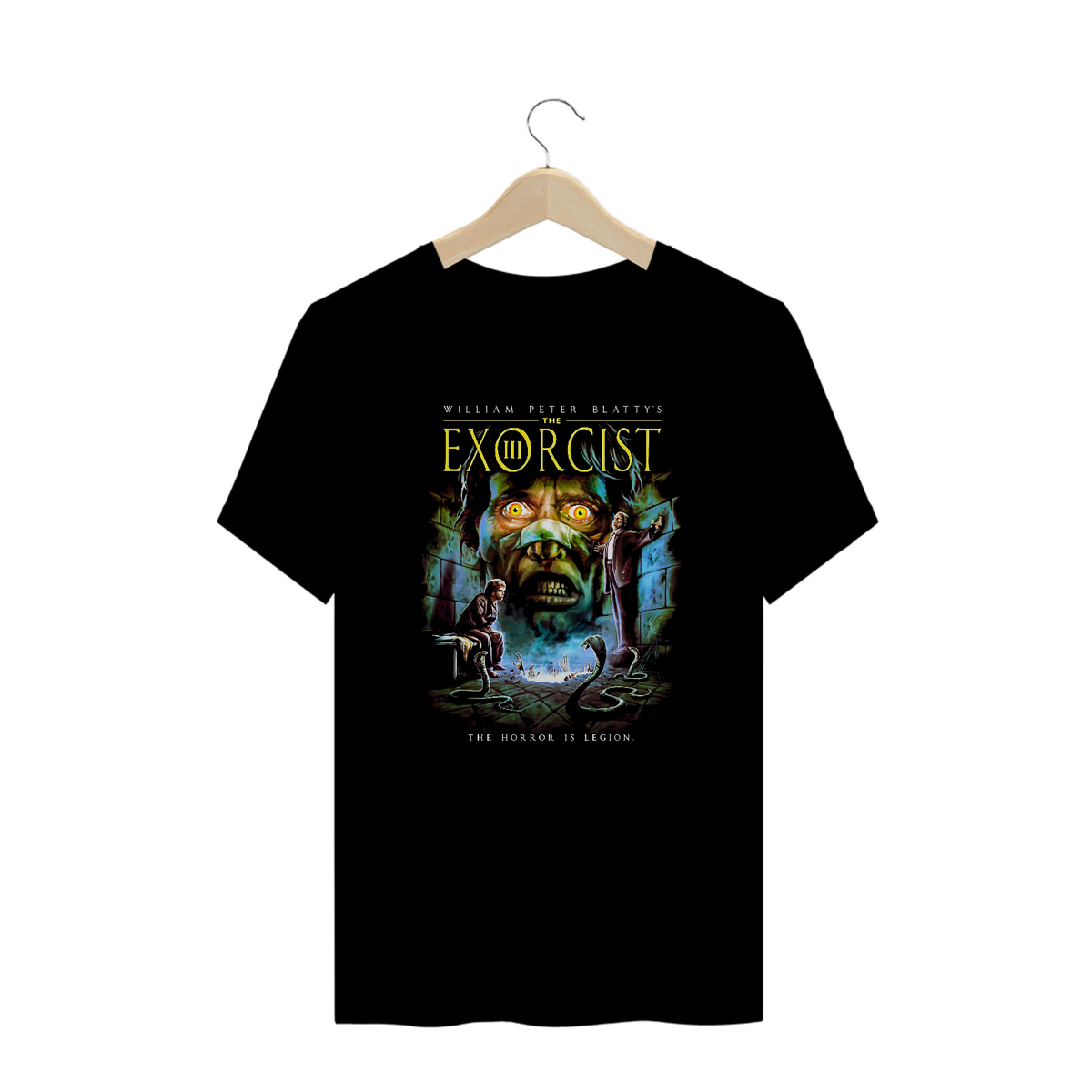 Nome do produto: Camiseta Plus Size O Exorcista 3 Estampa Filme Terror