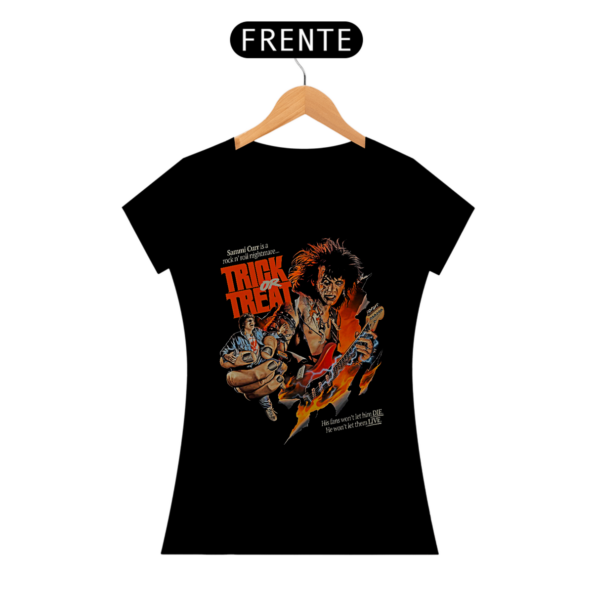 Nome do produto: Camiseta Feminina O Rock do Dia das Bruxas Estampa Filme Terror