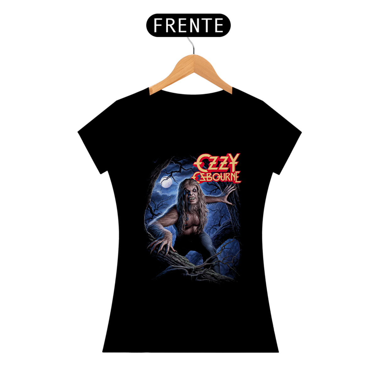 Nome do produto: Camiseta Feminina Ozzy Osbourne Lobisomem Estampa ROCK