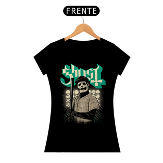 Nome do produtoCamiseta Feminina Ghost Baseball Estampa ROCK