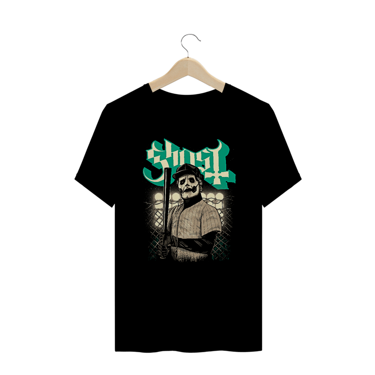 Nome do produto: Camiseta Plus Size Ghost Baseball Estampa ROCK