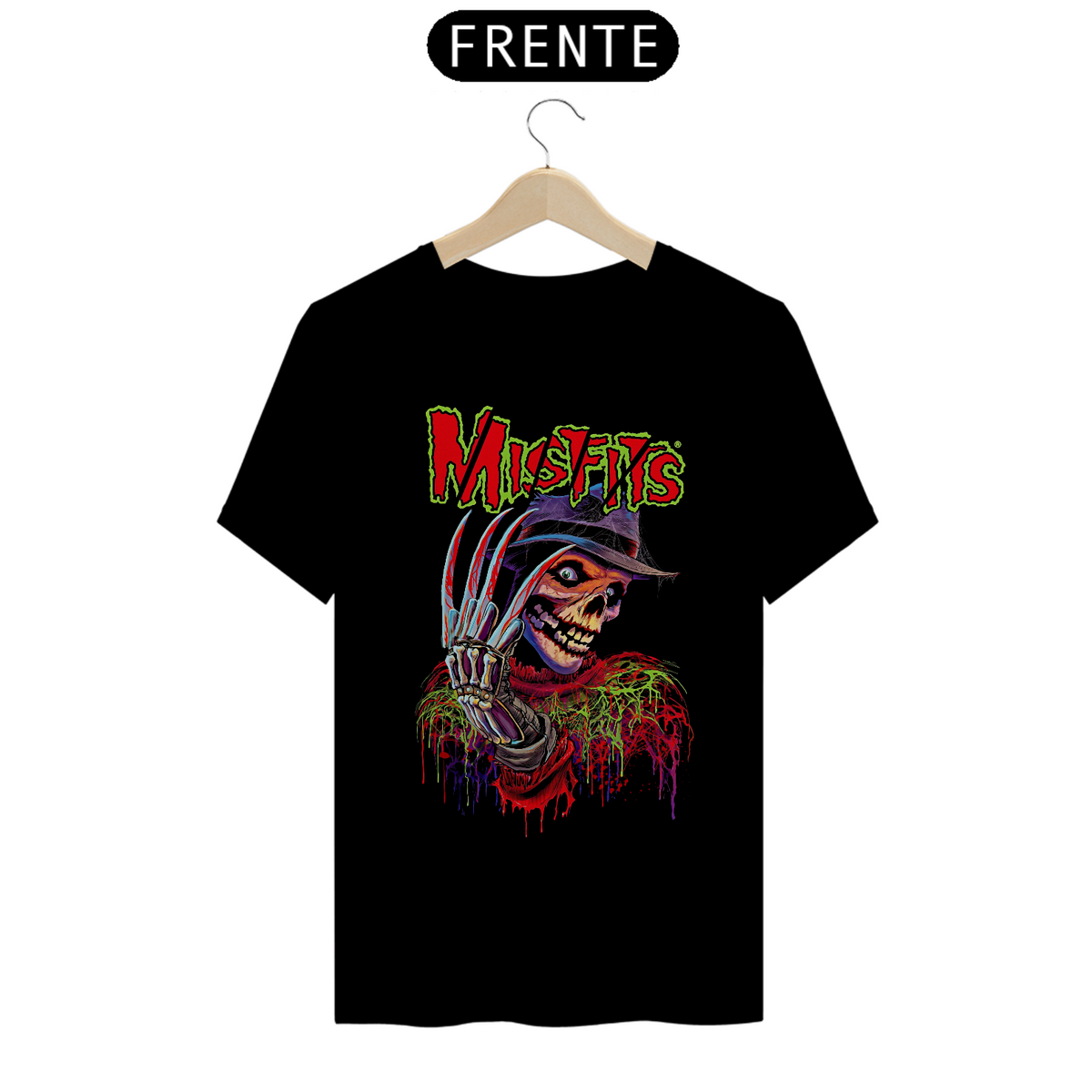 Nome do produto: Camiseta Misfits Freddy Krueger Estampa ROCK