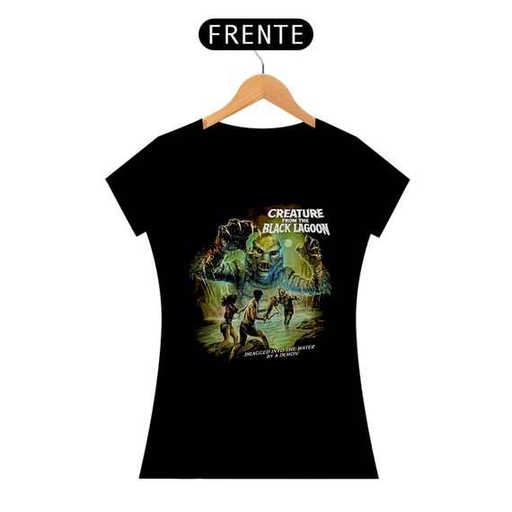 Camiseta Feminina O Monstro da Lagoa Negra Estampa Filme Terror