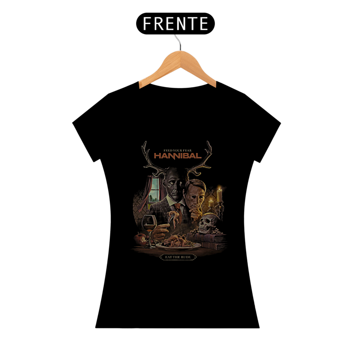 Nome do produto: Camiseta Feminina Hannibal Estampa Filme Terror