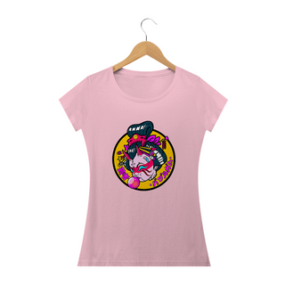 Nome do produtoCamiseta Feminina Gueixa bola de chiclete Estampa Japonesa