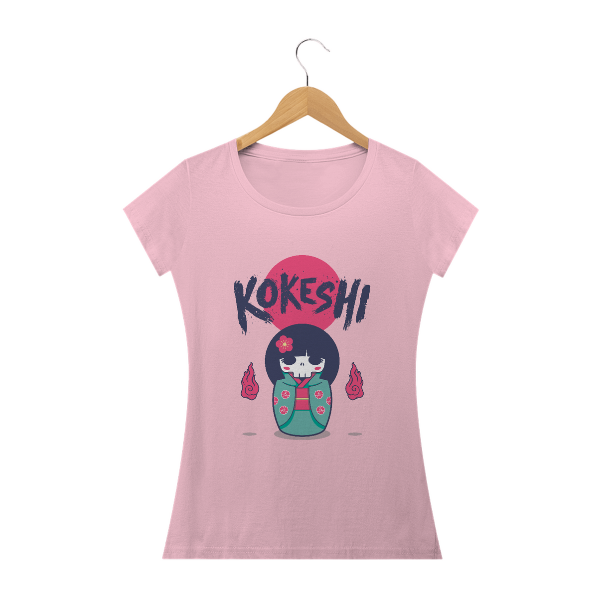 Nome do produto: Camiseta Feminina Kokeshi Estampa Japonesa