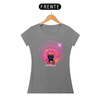 Nome do produtoCamiseta  Gato Foto com Donuts  Pawtopia Feminina