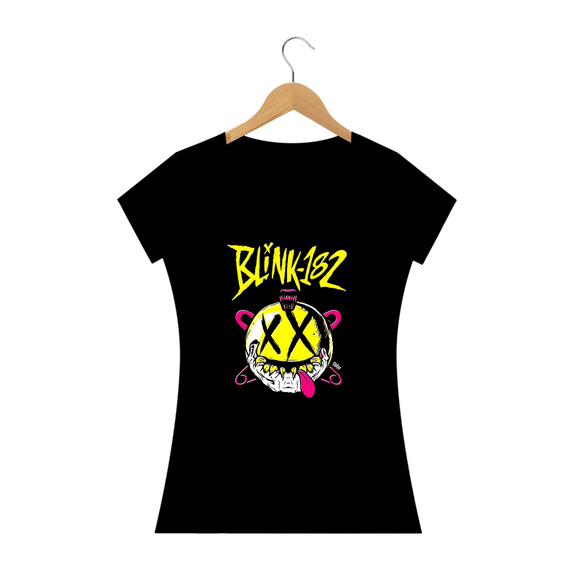 Camiseta Quality  blink 182  Feminina  caveira 
