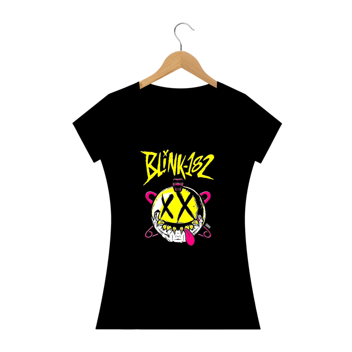 Nome do produto: Camiseta Quality  blink 182  Feminina  caveira 