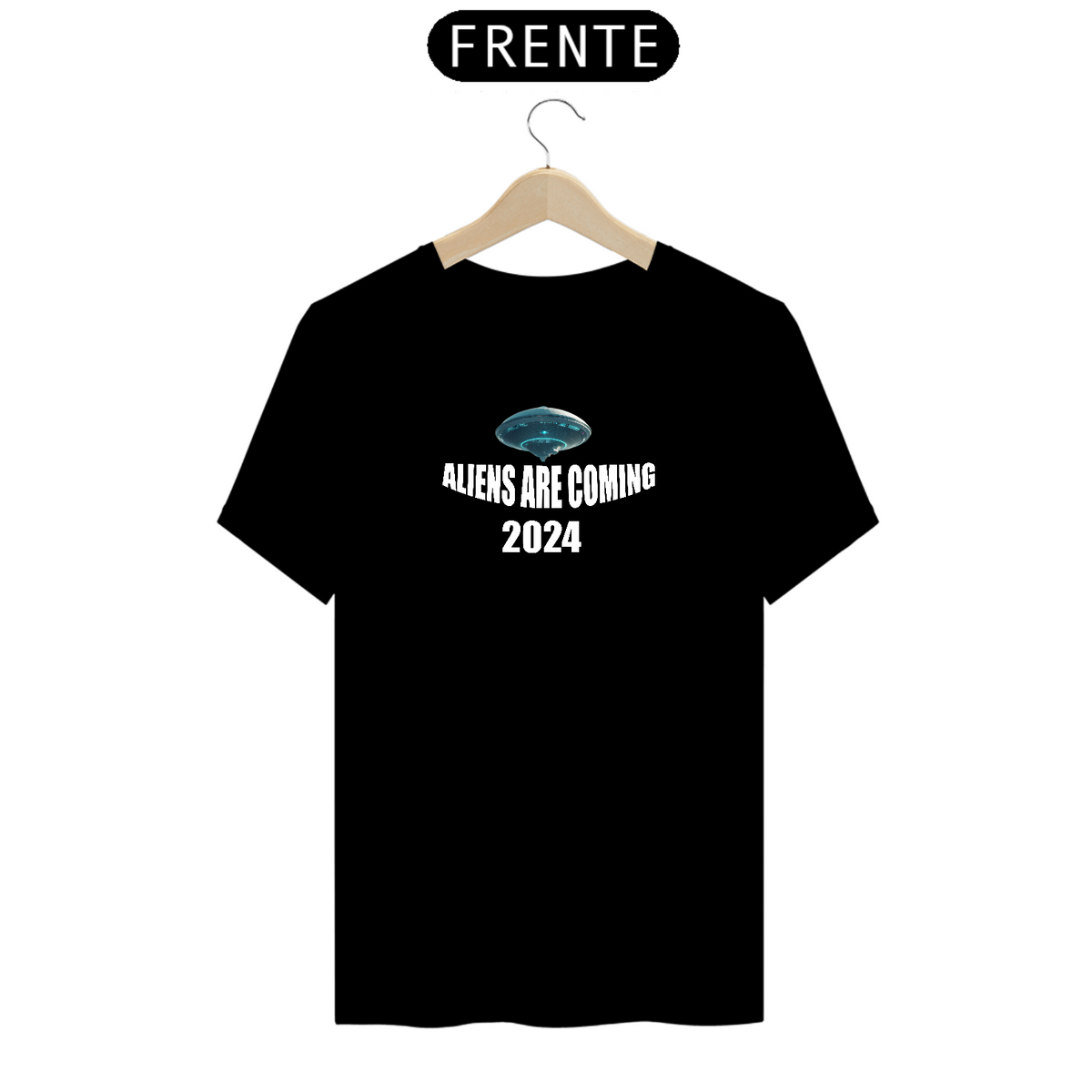 Nome do produto: Camiseta Aliens Are Coming 2024   Versão 1, Oficial Space182