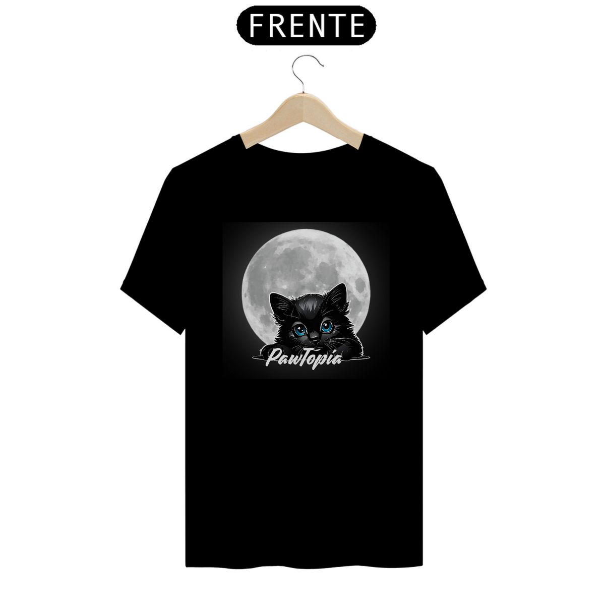 Nome do produto: Camiseta Gato Fofo na Lua Cheia