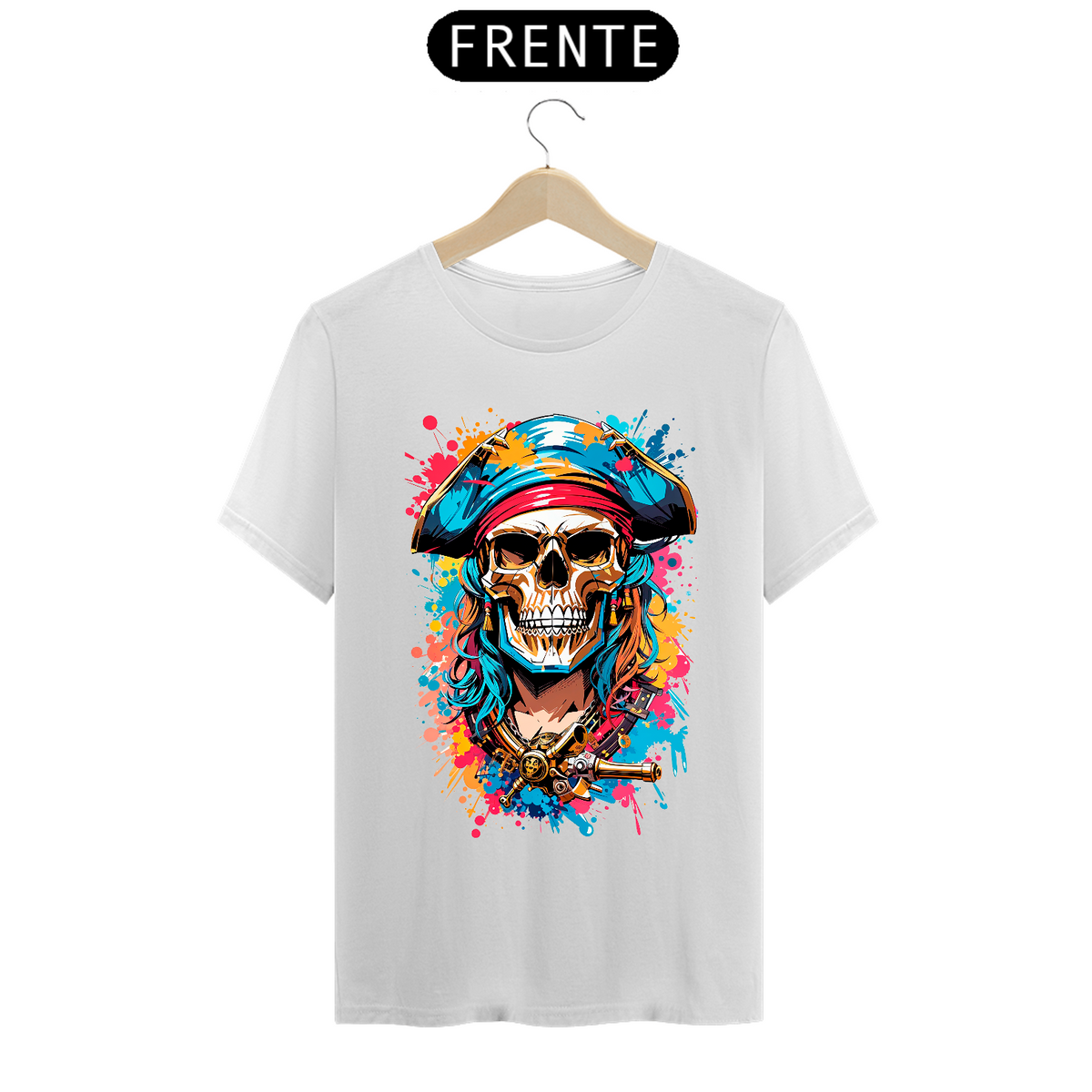 Nome do produto: 0000024 - T-Shirt Grafitti Art 003 Caveira Pirata
