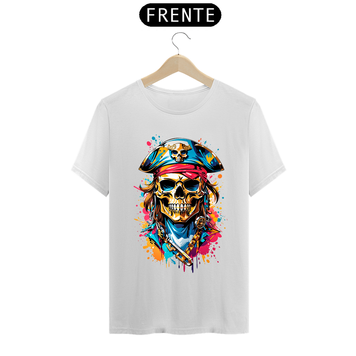 Nome do produto: 0000030 - T-Shirt Grafitti Art 009 Caveira Pirata