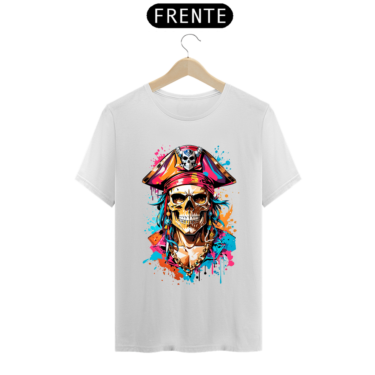 Nome do produto: 0000037 - T-Shirt Grafitti Art 016 Caveira Pirata