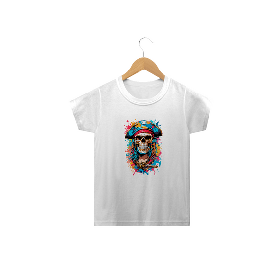0000045 - T-Shirt Intantil Grafitti Art 003 Caveira Pirata