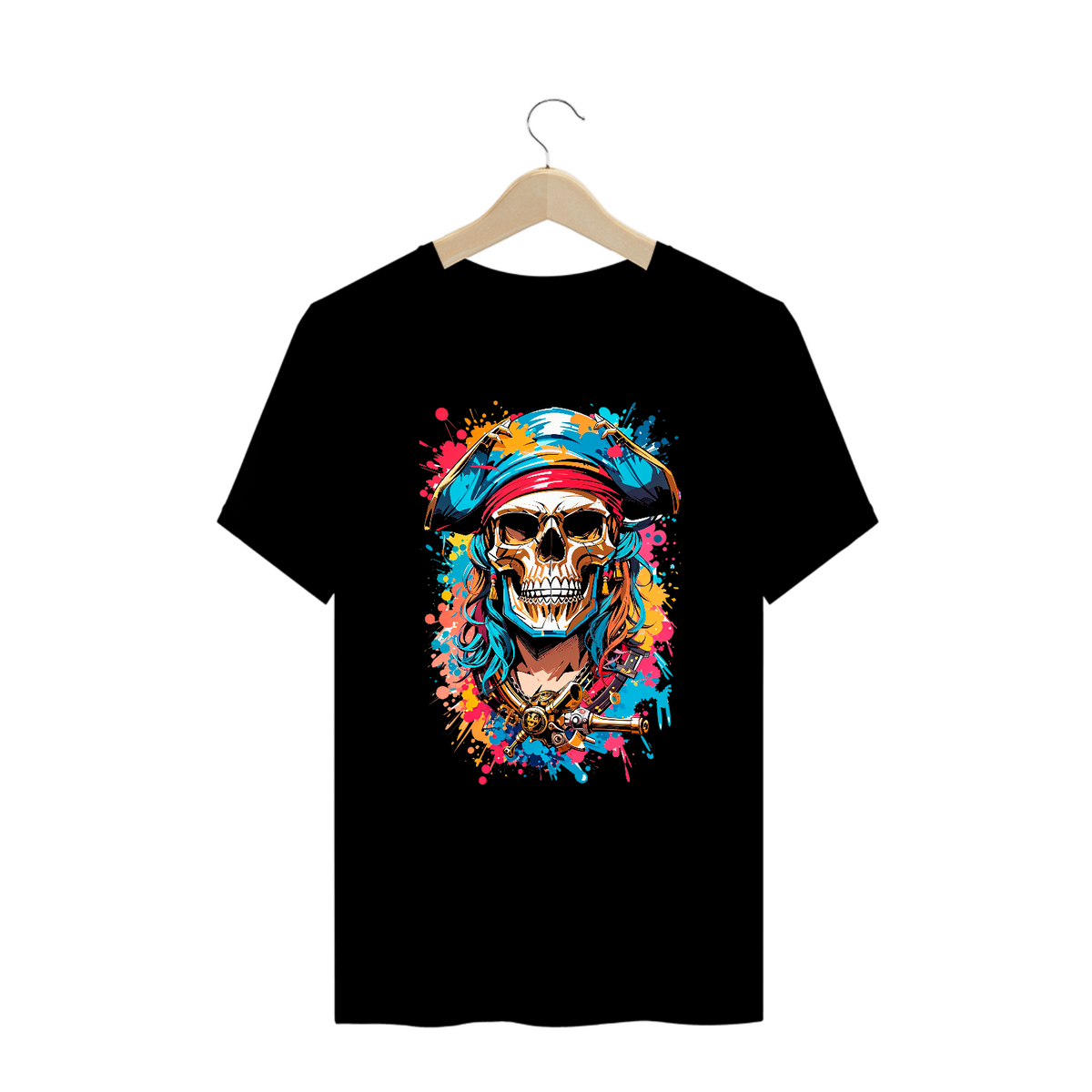 Nome do produto: 0000066 - T-Shirt Plus Size Grafitti Art 003 Caveira Pirata