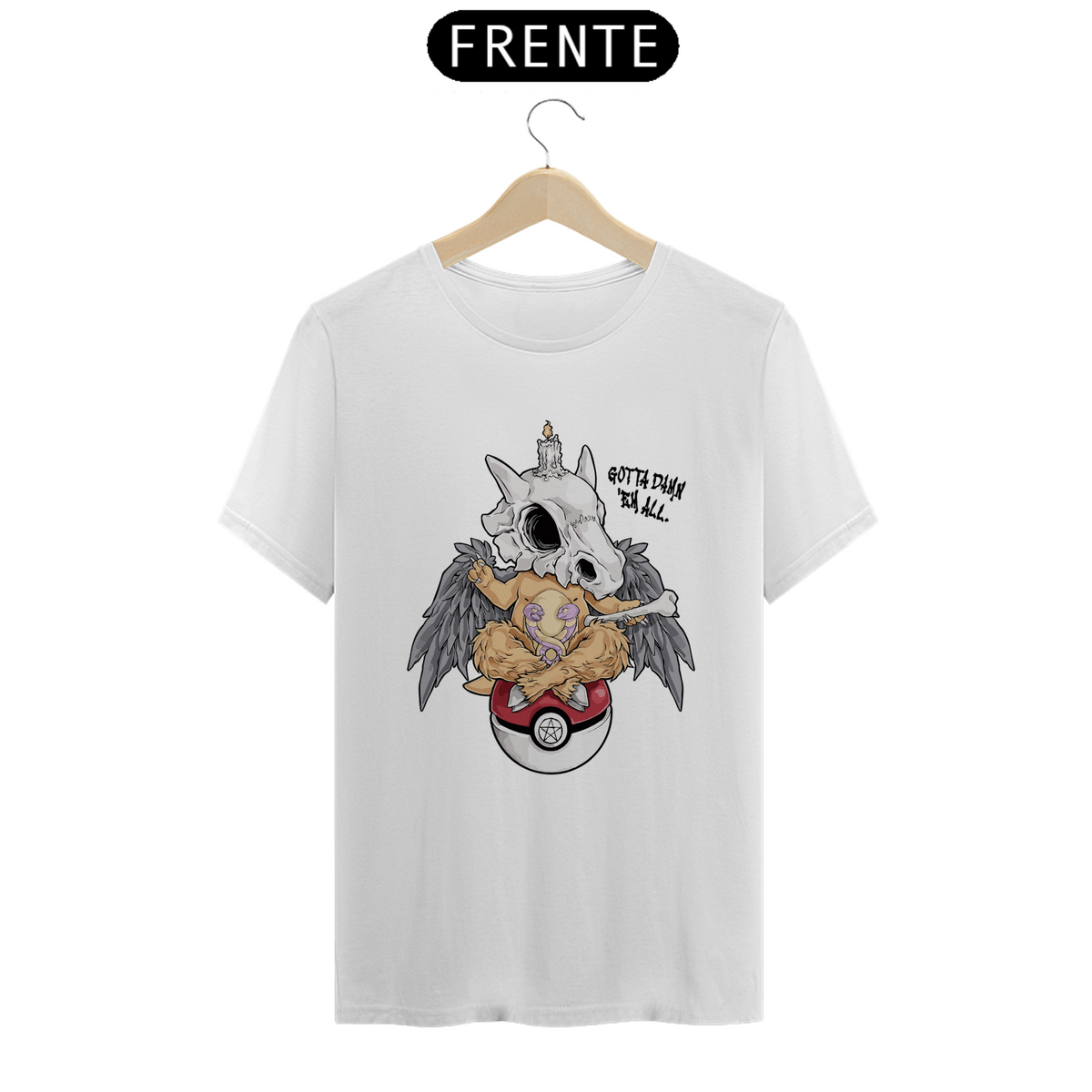 Nome do produto: Camiseta Pokemon Cubone Baphomet - Branca