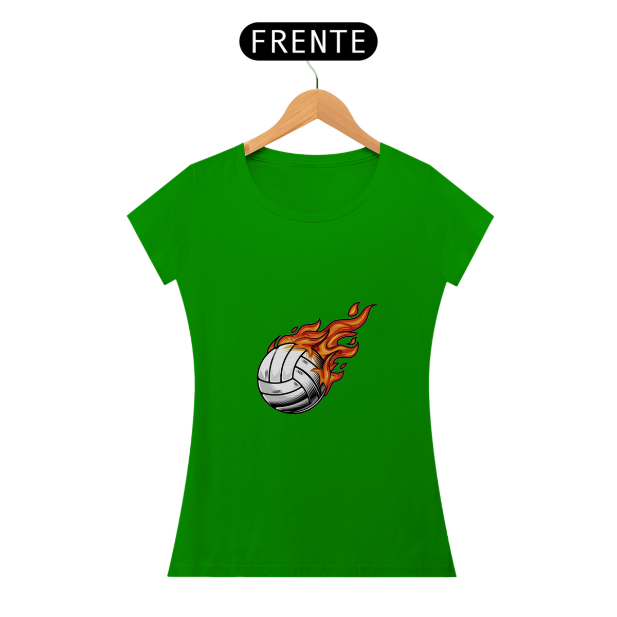 Nome do produto: Camiseta Feminina Bola de Vôlei pegado Fogo 