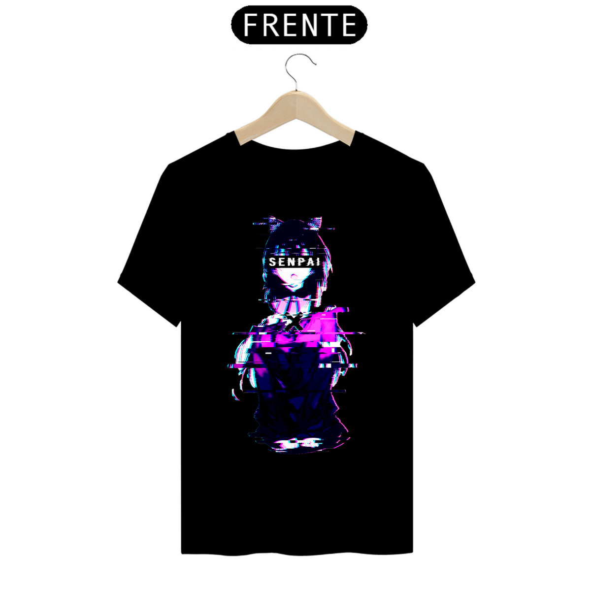 Nome do produto: T-SHIRT GIRL GLITCH CAT SENPAI