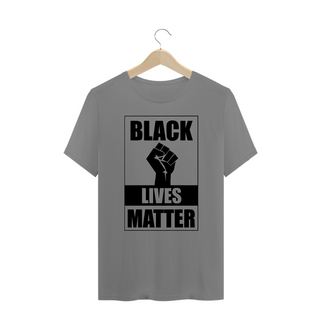 Camiseta Plus Black Lives Matter (Cinza/Branco/Azul)