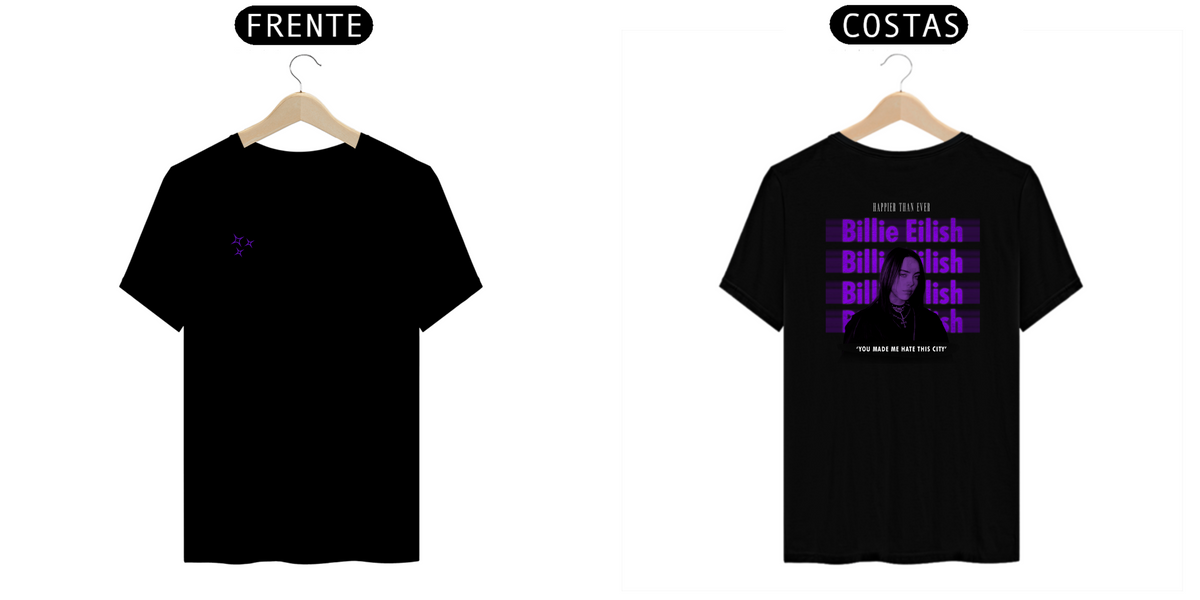 Nome do produto: Camisa Billie EilishBasica Preta Com o Tema Happier Than Ever