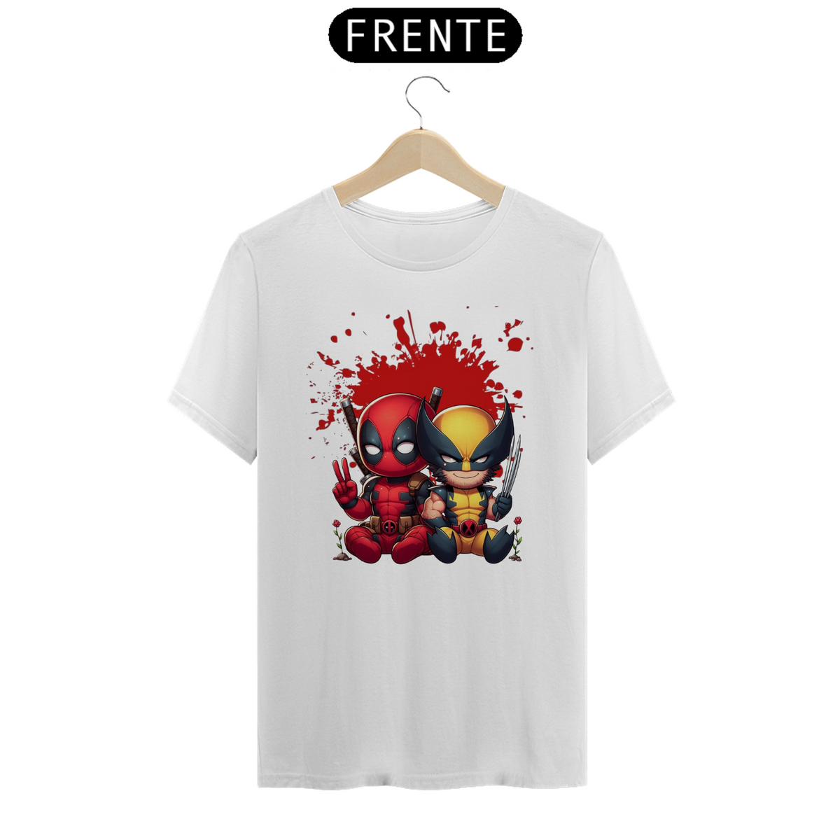 Nome do produto: Camiseta mini Dead Pool & Mini Wolverine