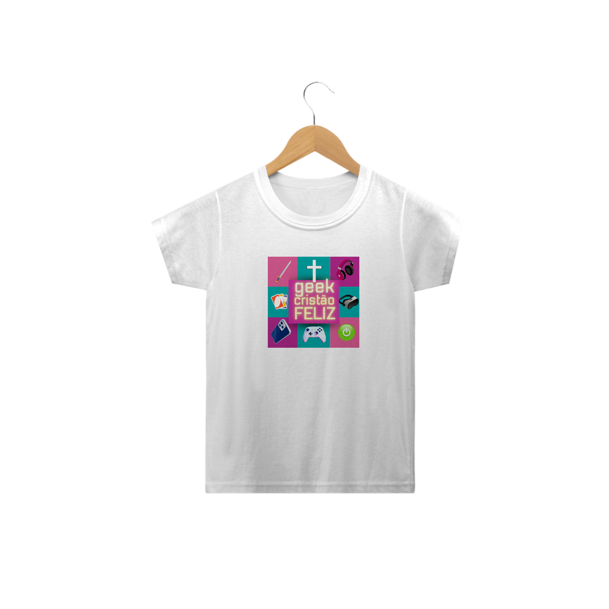 Nome do produto: Camiseta Classic Infantil Gamer Geek, Cristão Feliz