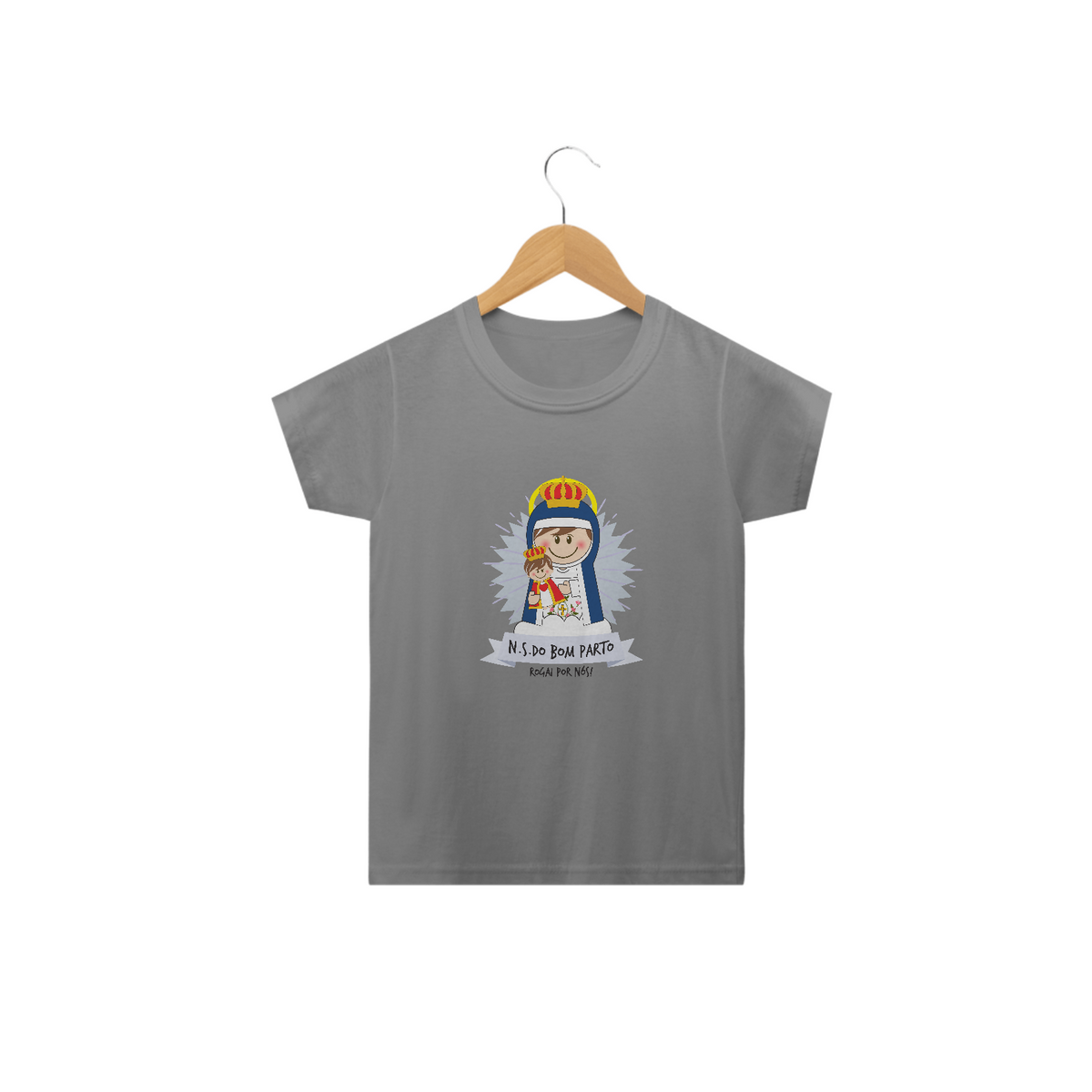 Nome do produto: Camiseta Infantil Coleção Santinhos N.S. do Bom Parto