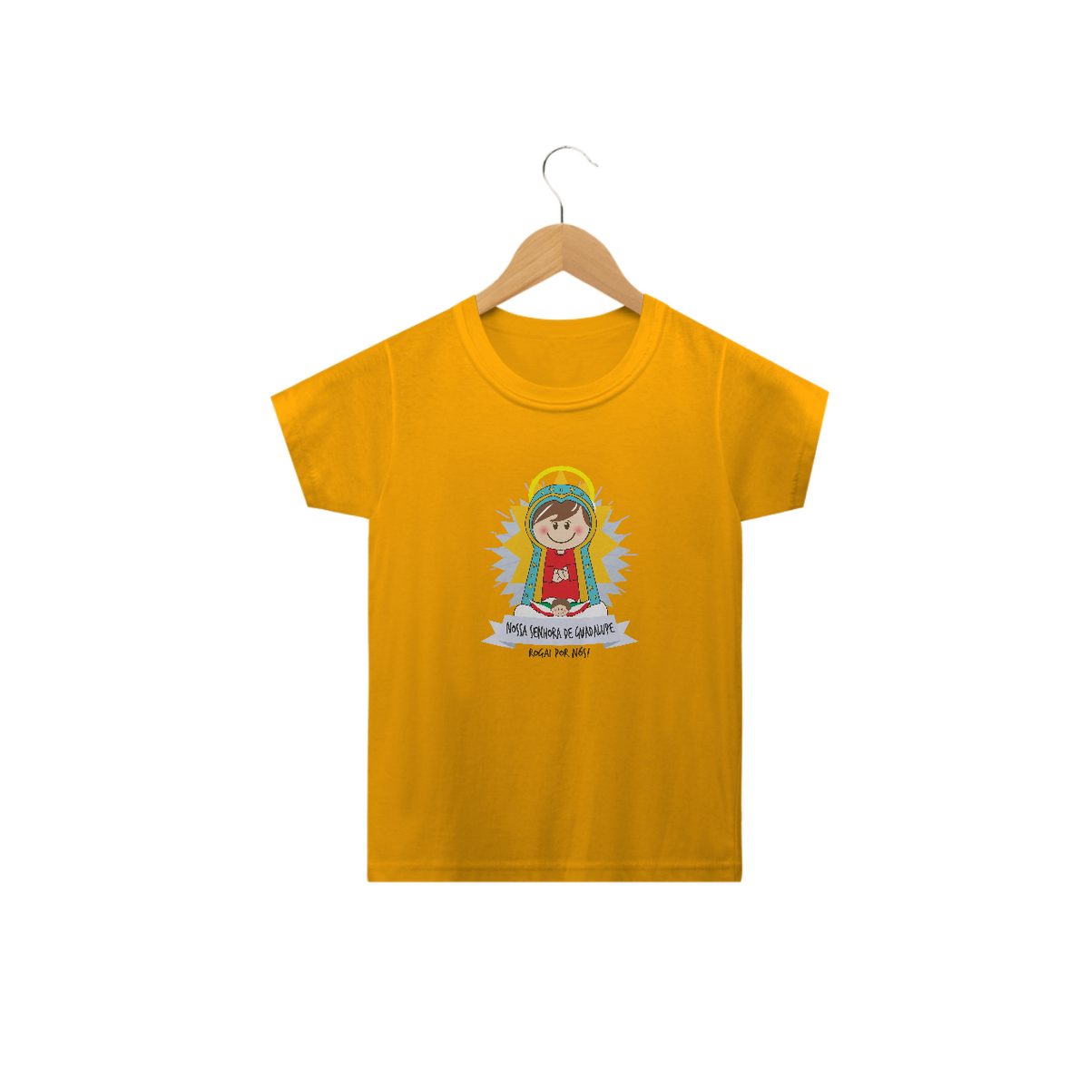 Nome do produto: Camiseta Infantil Coleção Santinhos N.S. de Guadalupe