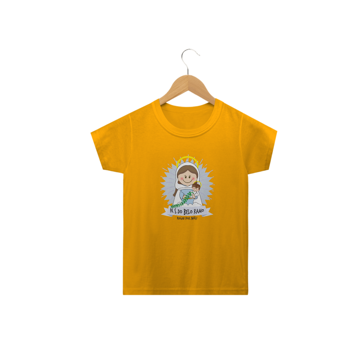 Nome do produto: Camiseta Infantil Coleção Santinhos N.S do Belo Ramo