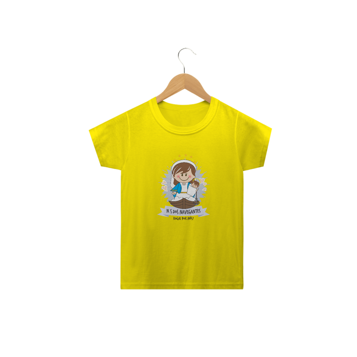Nome do produto: Camiseta Infantil Coleção Santinhos N.S. dos Navegantes