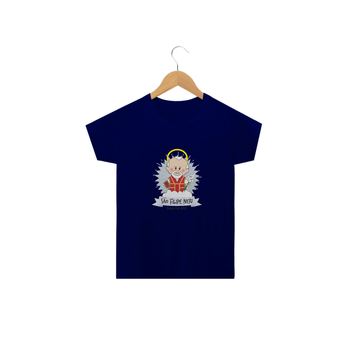 Nome do produto: Camiseta Infantil Coleção Santinhos São Filipe Neri