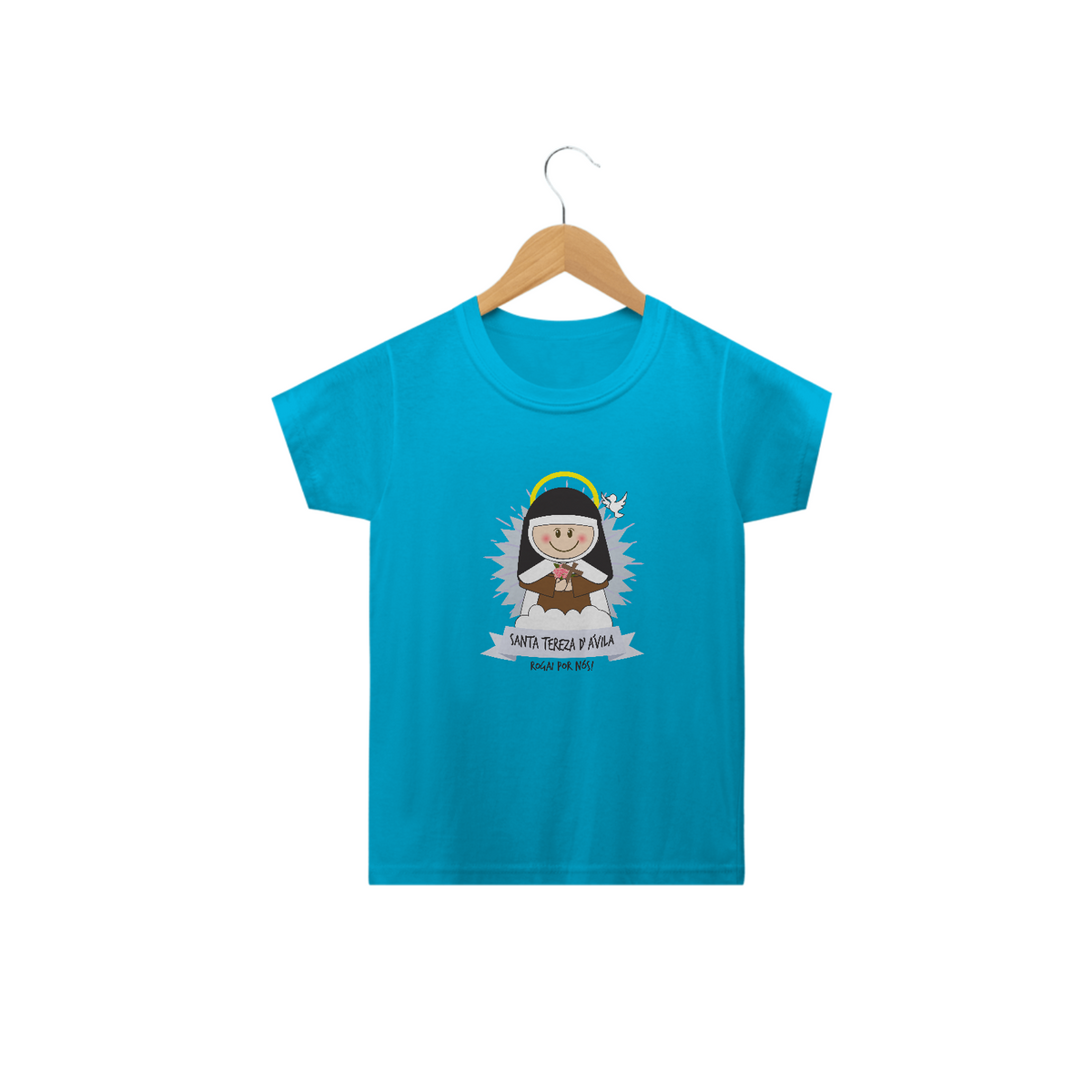Nome do produto: Camiseta Infantil Coleção Santinhos Santa Tereza D´Ávila 2